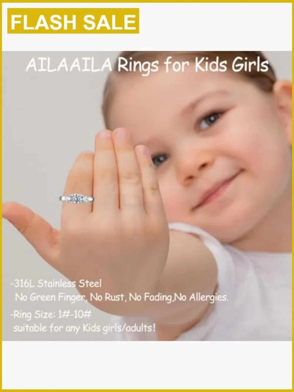 Stainless Steel Cubic Zirconia Birthstone Ring Size 2 Solitaire Classic Dainty